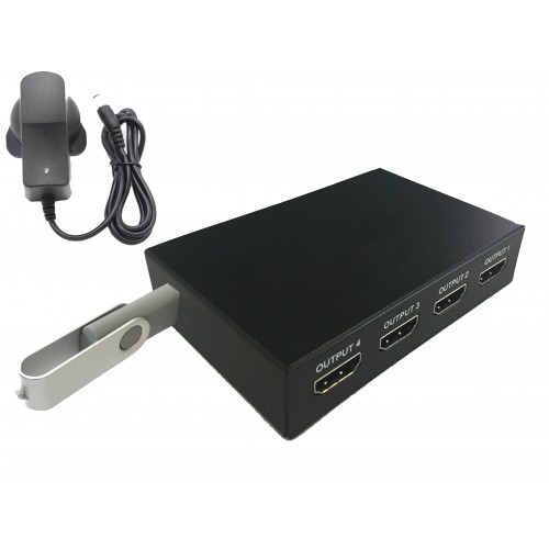 USB 4-Output HDMI Plug and Play Looping Media Player for Digital Signage